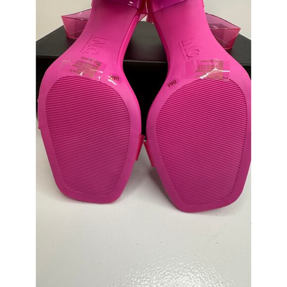 INC International Concepts Makenna Studded Heel Sandals 8M Hot Pink Clear Strap - Picture 9 of 12